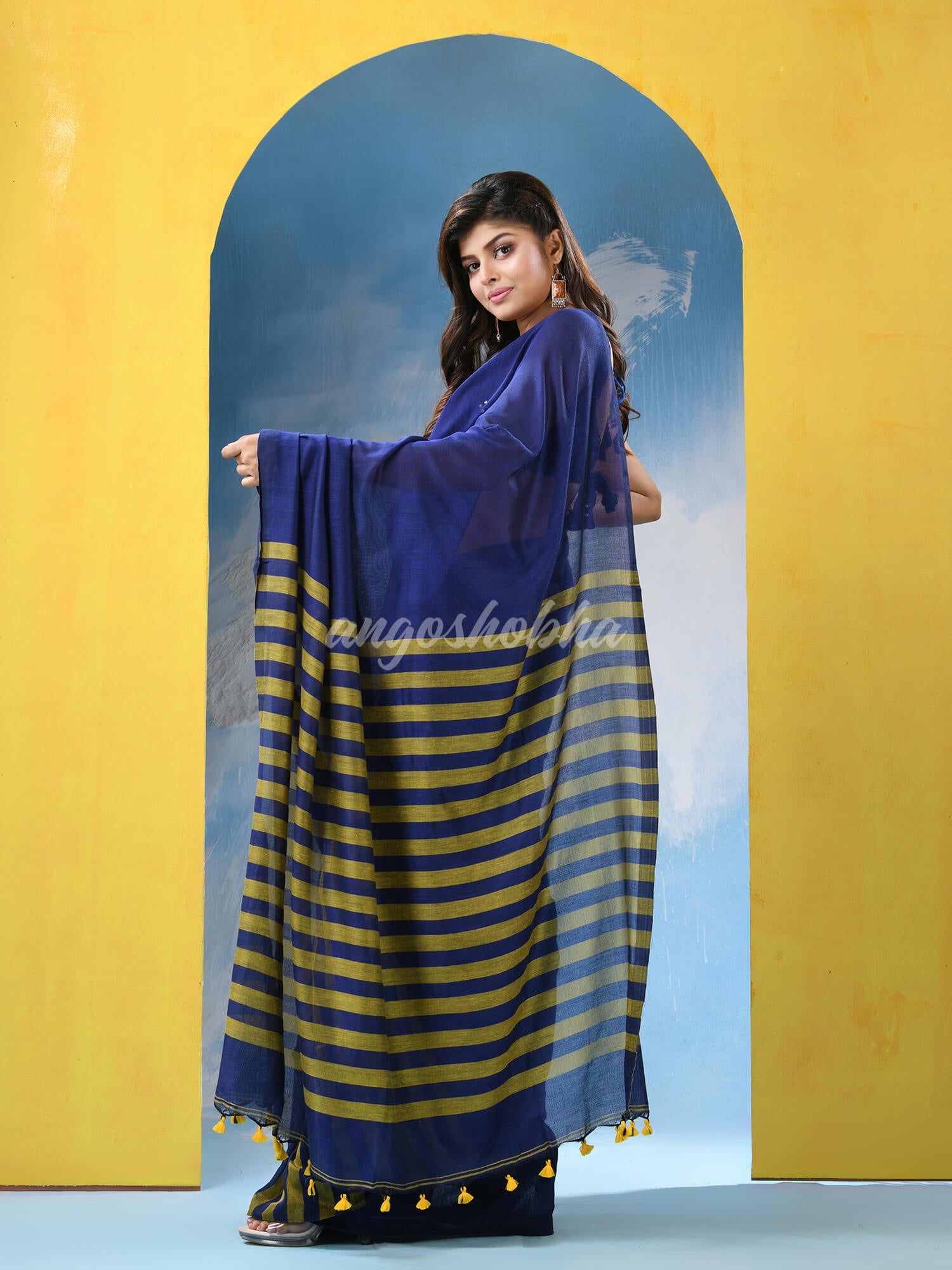 Blue Cotton Handloom Saree