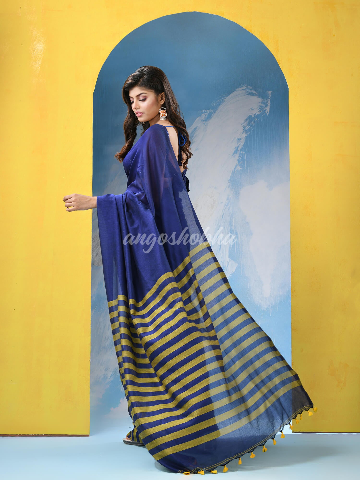 Blue Cotton Handloom Saree