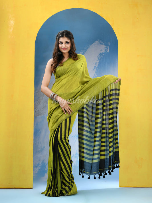 Lemon Cotton Handloom Saree