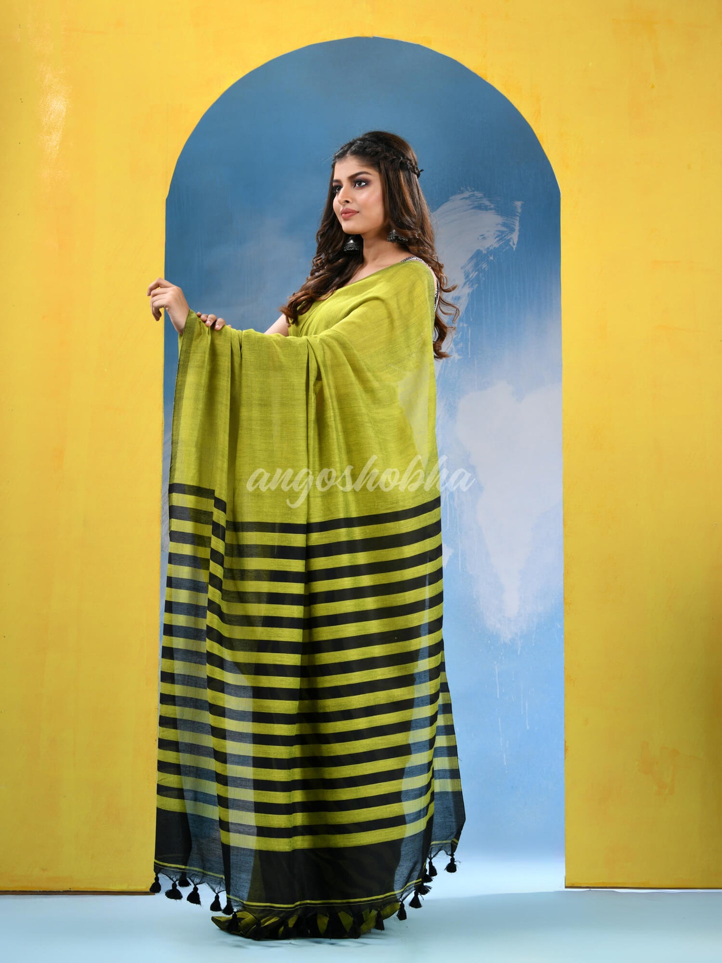 Lemon Cotton Handloom Saree