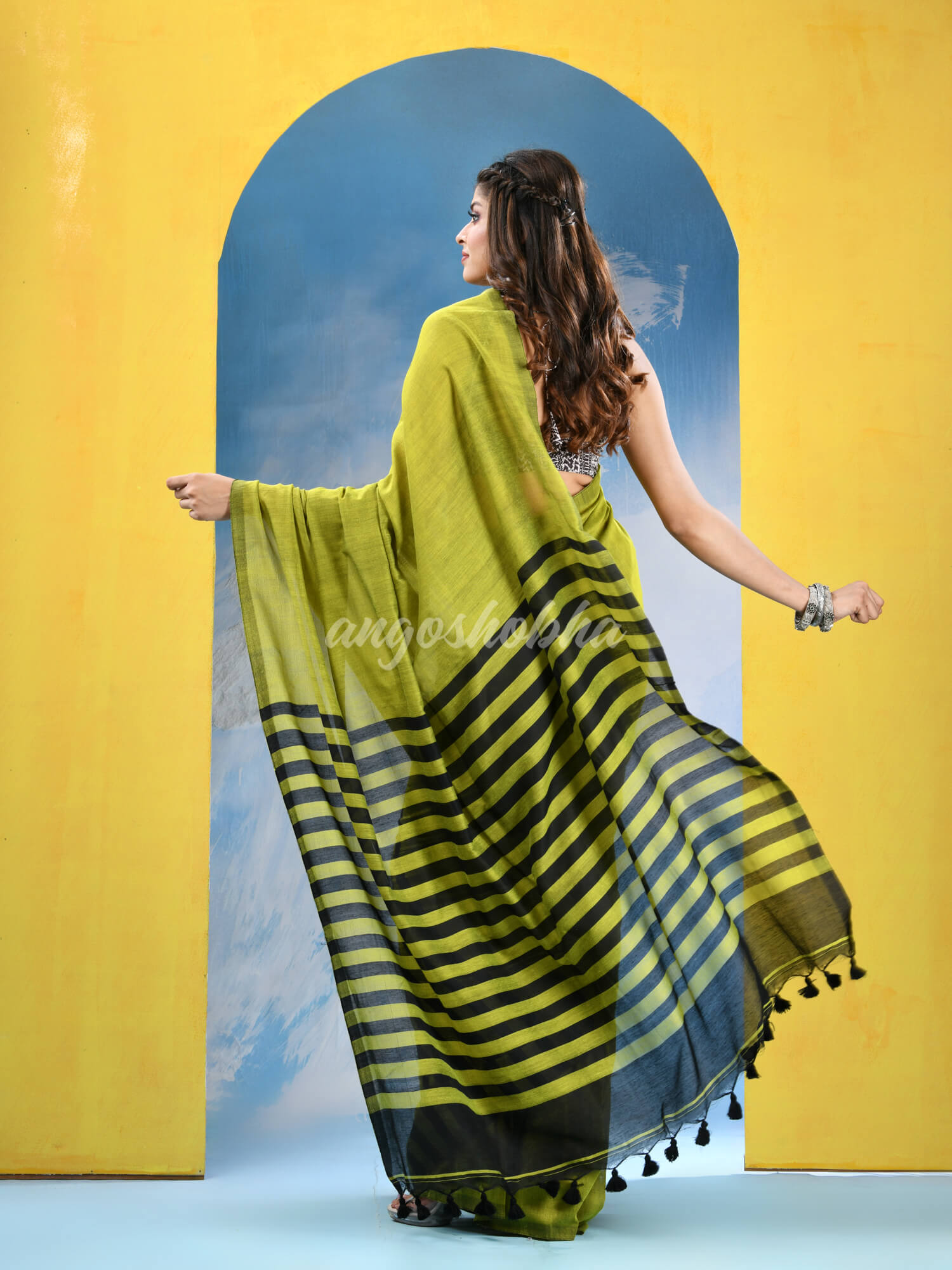 Lemon Cotton Handloom Saree