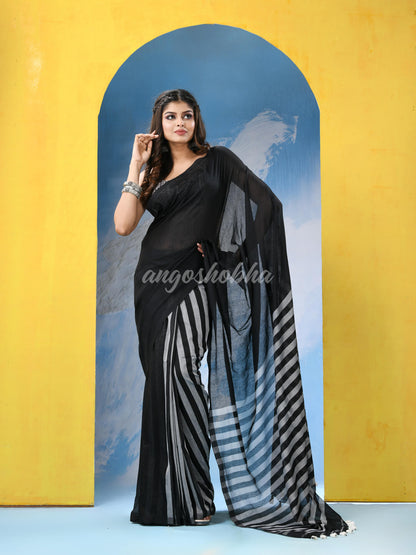 Black Cotton Handloom Saree