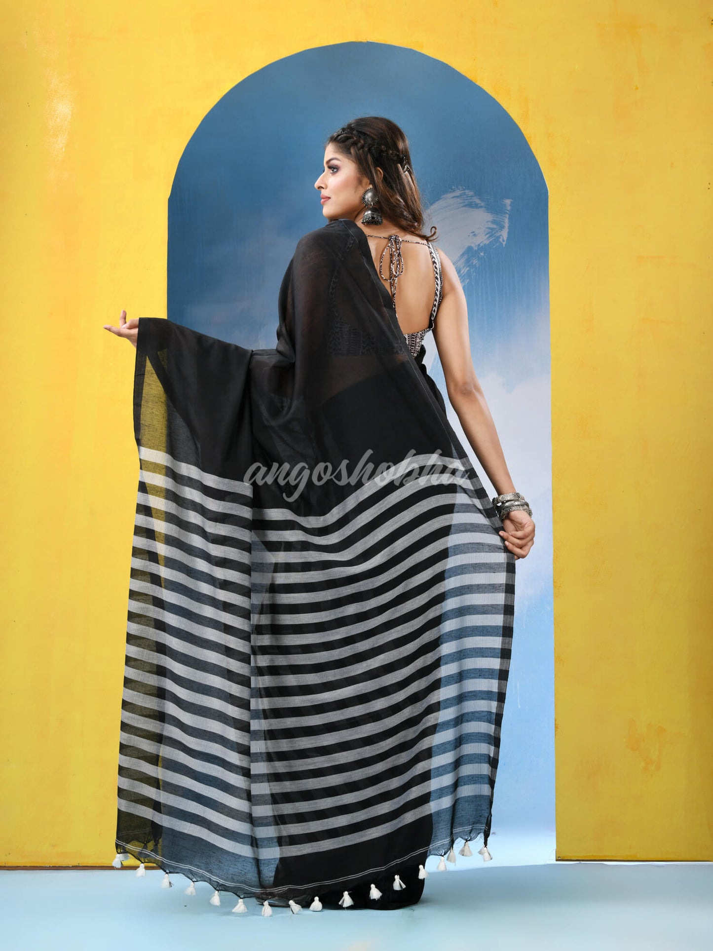 Black Cotton Handloom Saree