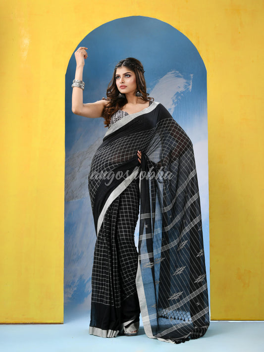 Black Cotton Handloom Saree