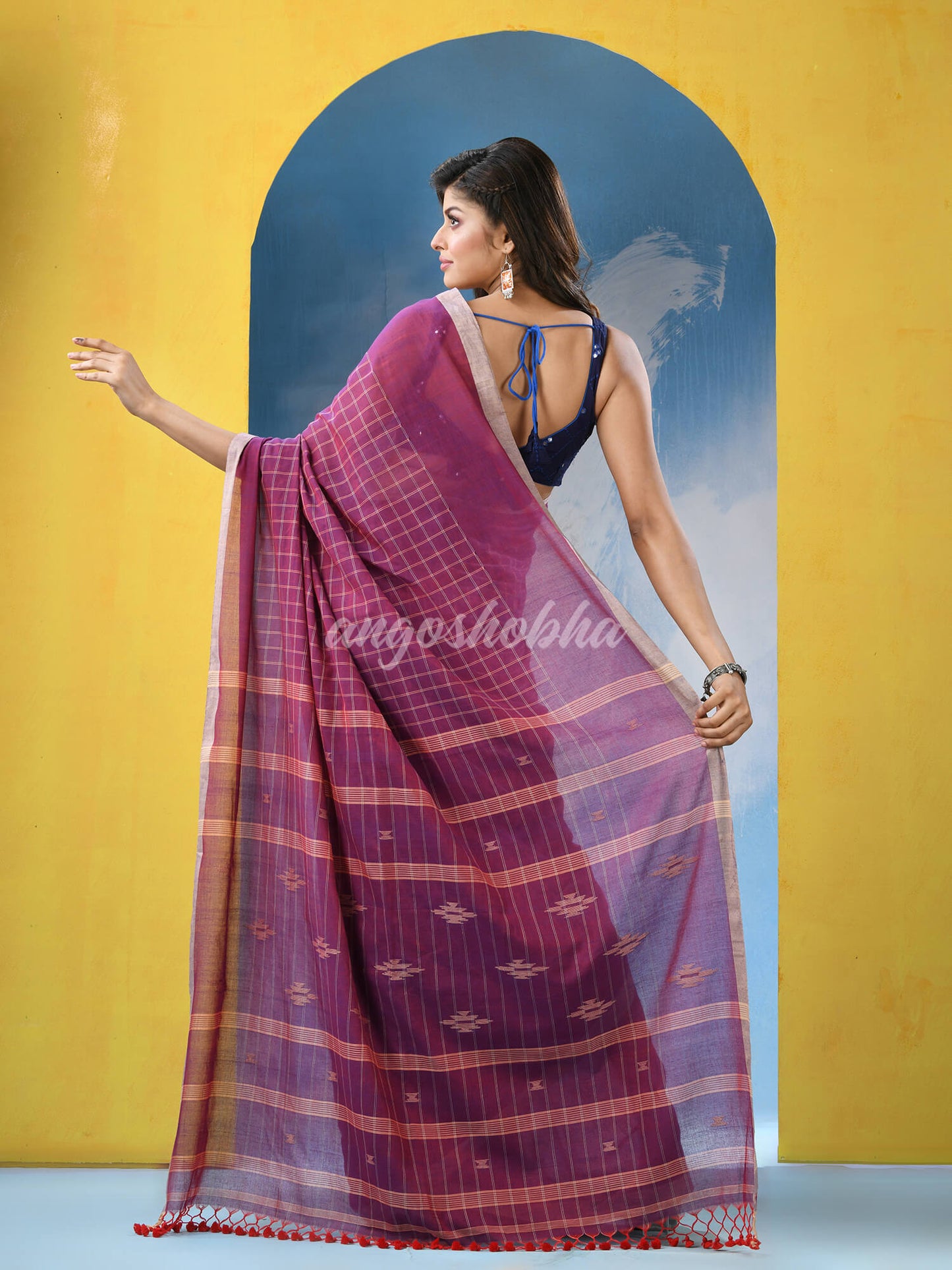 Luxury Purple Cotton Handloom Saree