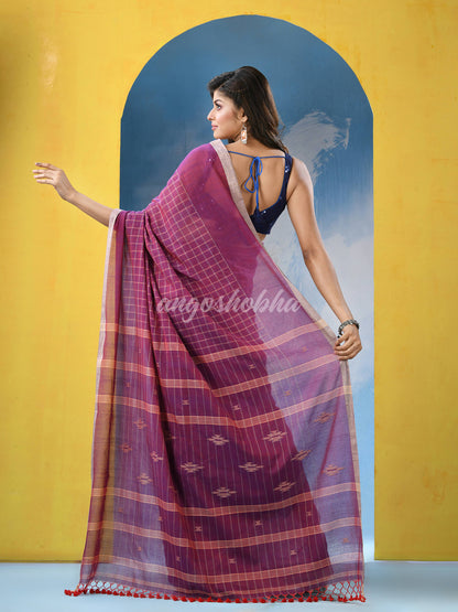 Luxury Purple Cotton Handloom Saree