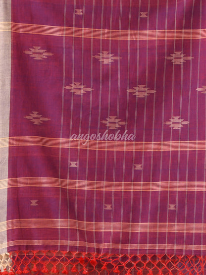 Luxury Purple Cotton Handloom Saree