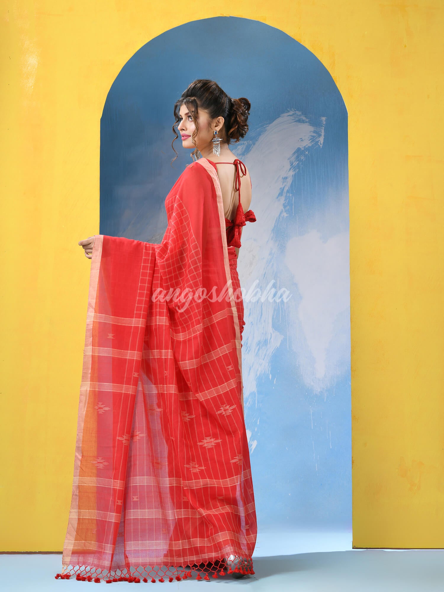 Red Cotton Handloom Saree