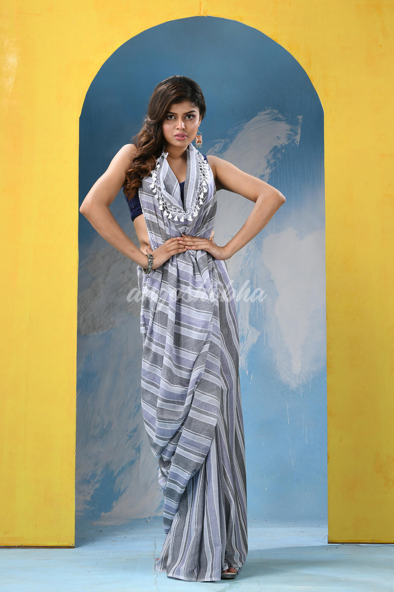 Multicolour Cotton Check Handloom Saree