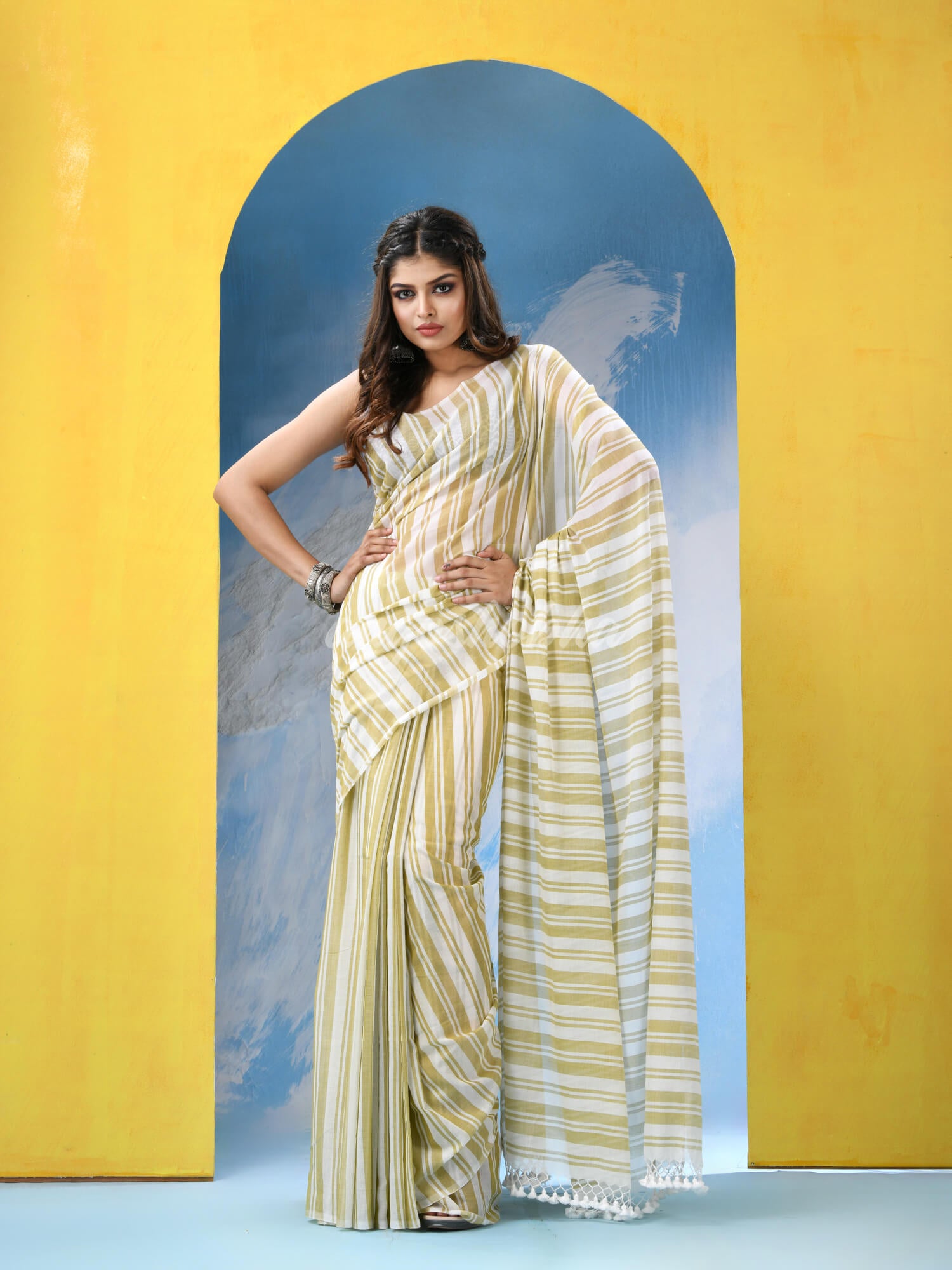 Multicolour Cotton Check Handloom Saree