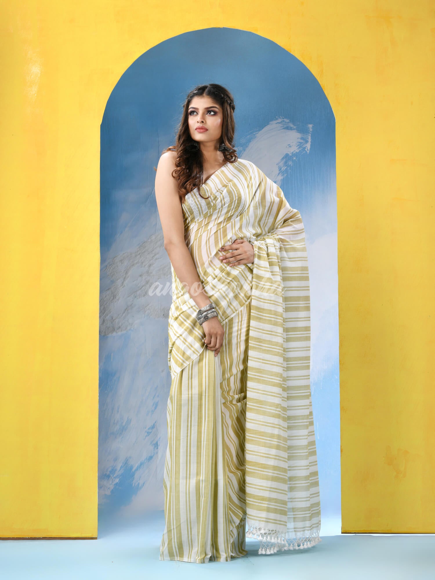 Multicolour Cotton Check Handloom Saree