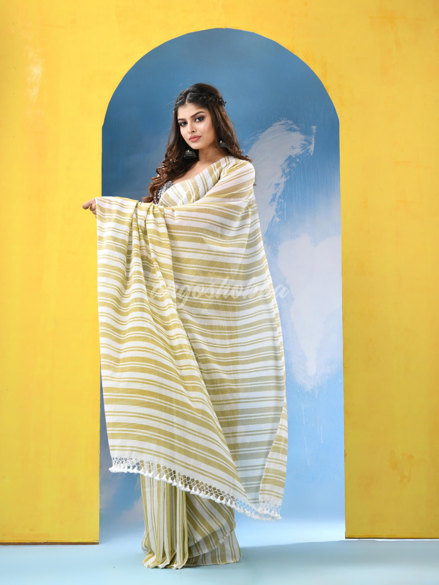 Multicolour Cotton Check Handloom Saree