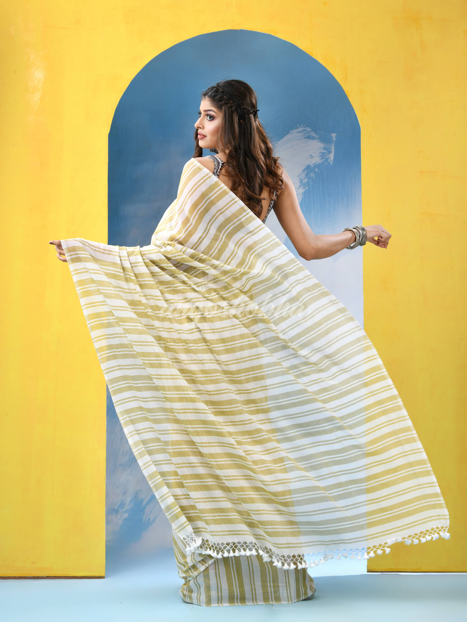 Multicolour Cotton Check Handloom Saree