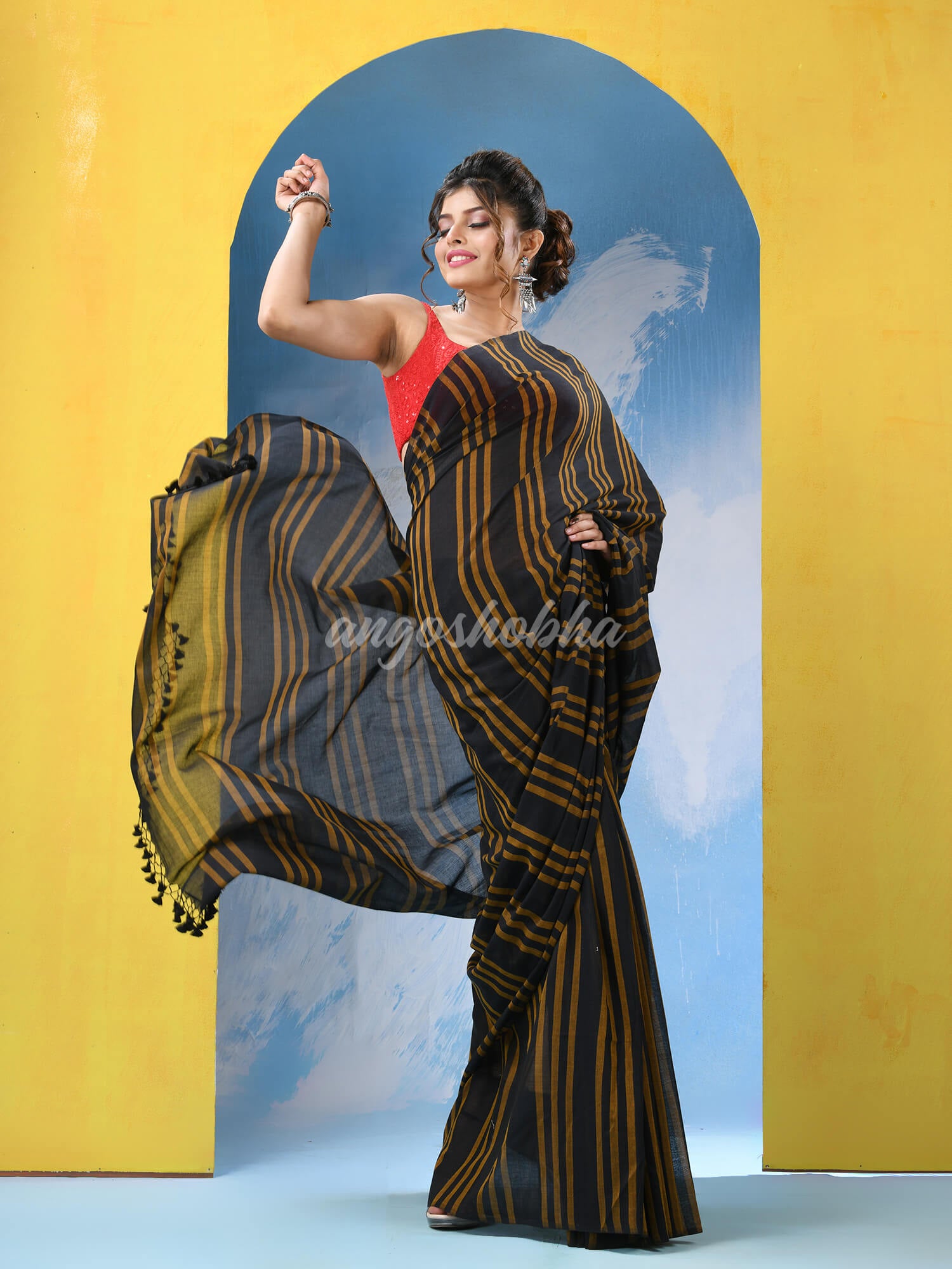 Black Cotton Handloom Saree