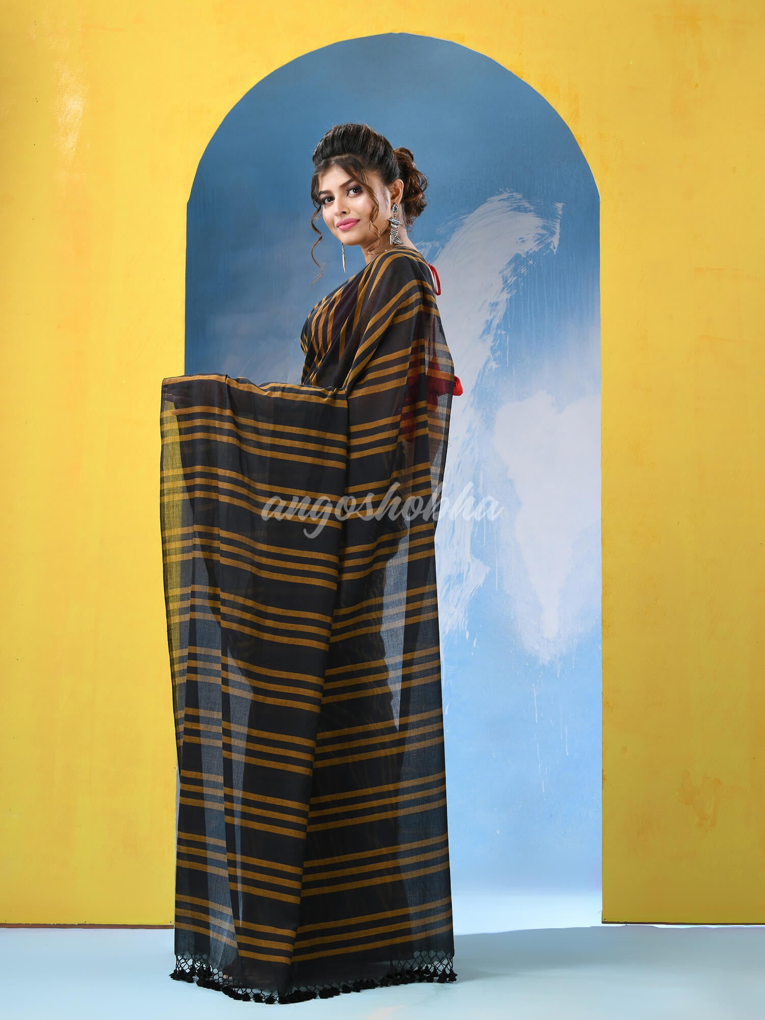Black Cotton Handloom Saree