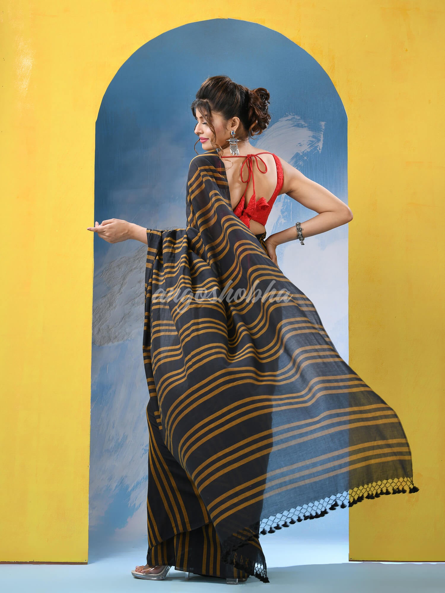 Black Cotton Handloom Saree