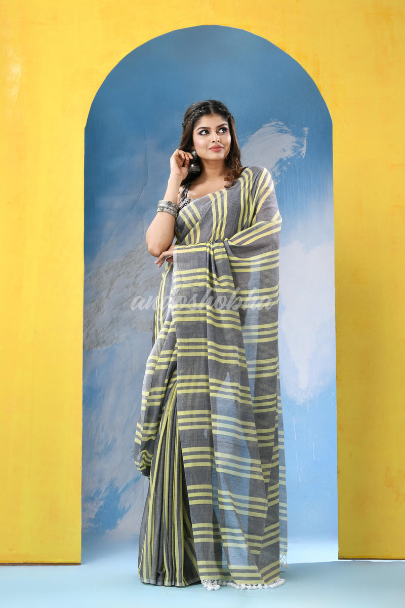 Grey Cotton Handloom Saree