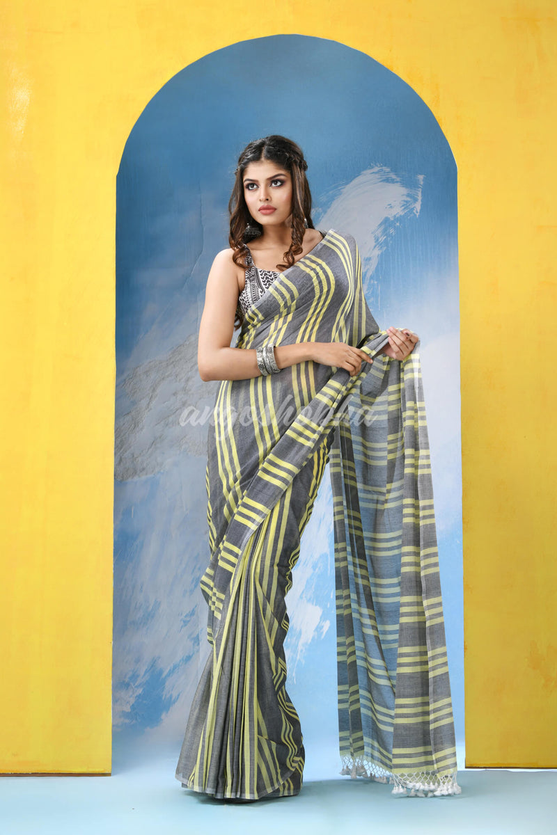 Grey Cotton Handloom Saree