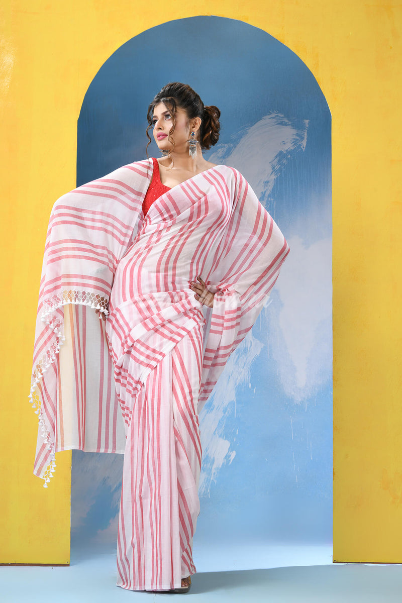 White Cotton Handloom Saree