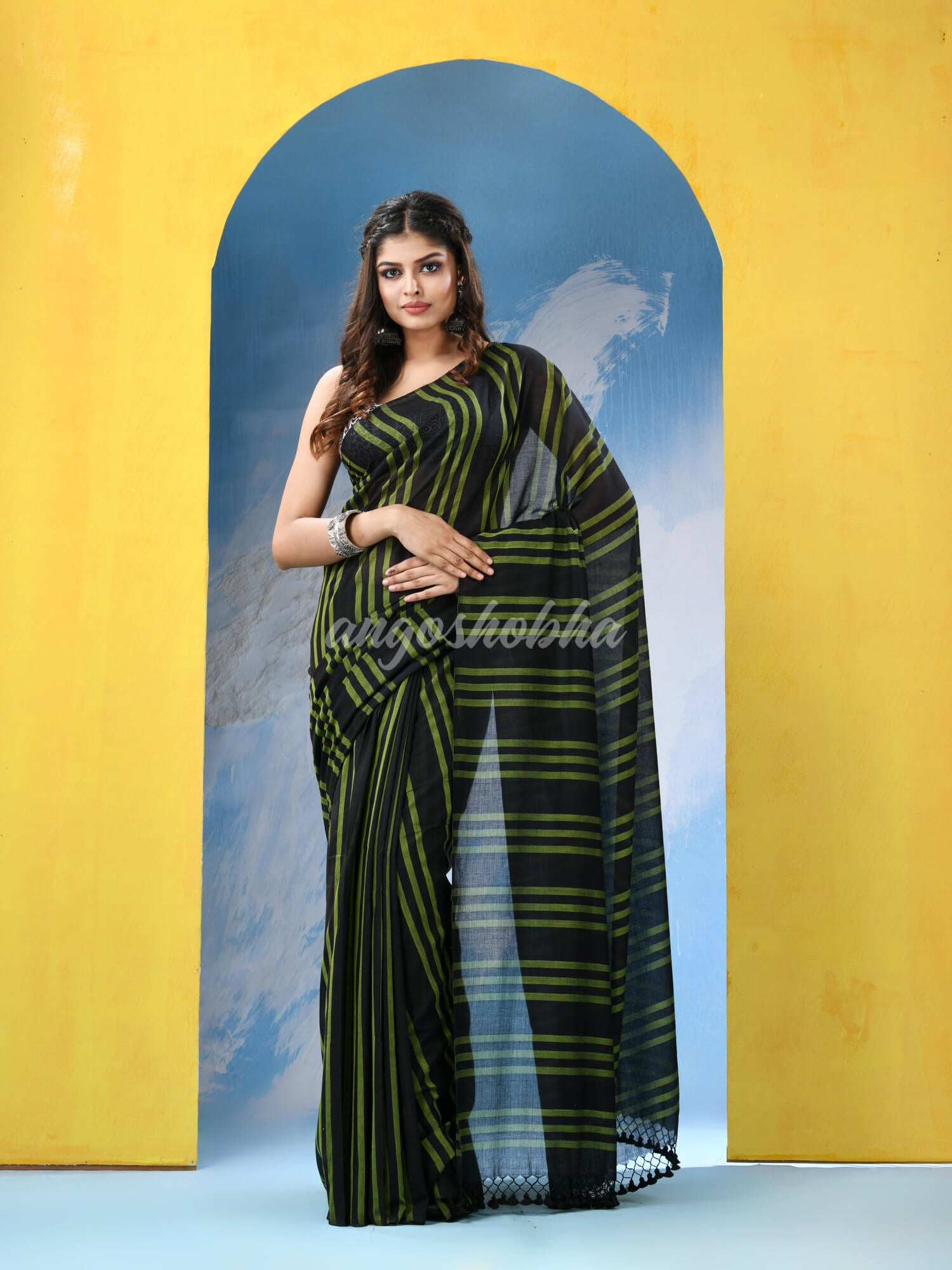 Black Cotton Handloom Saree