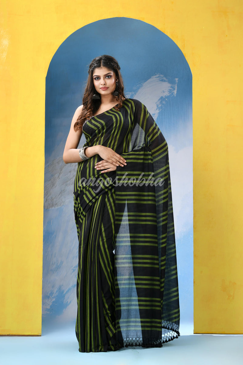 Black Cotton Handloom Saree