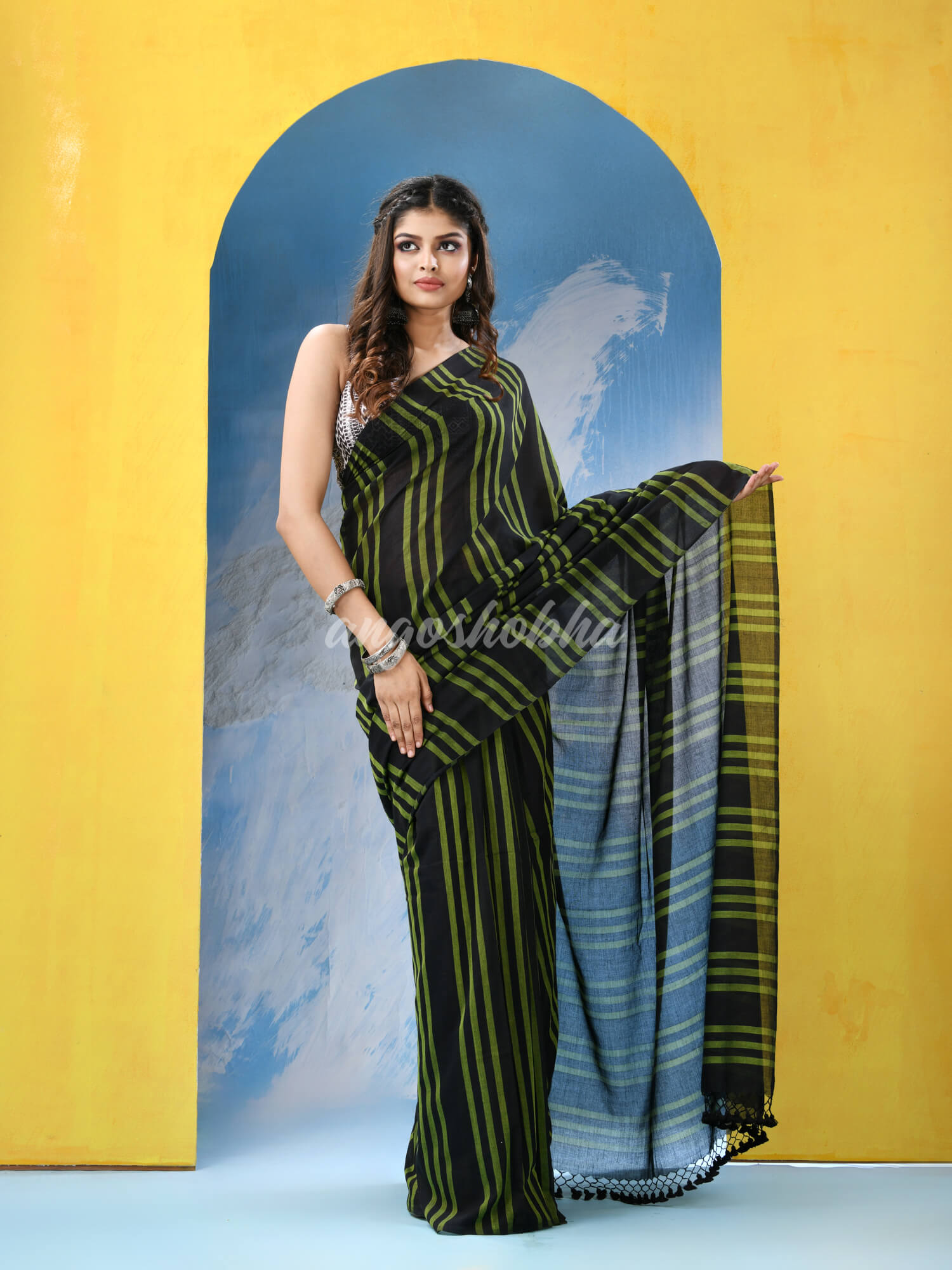 Black Cotton Handloom Saree