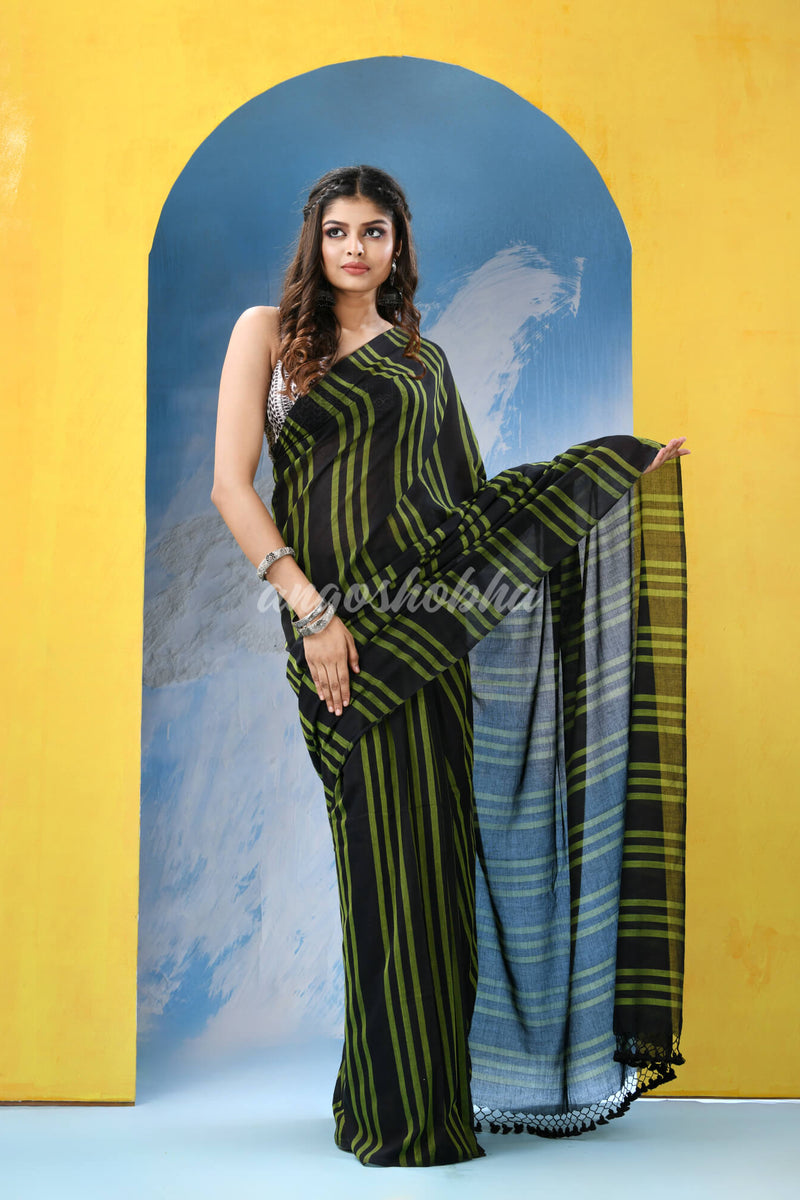 Black Cotton Handloom Saree