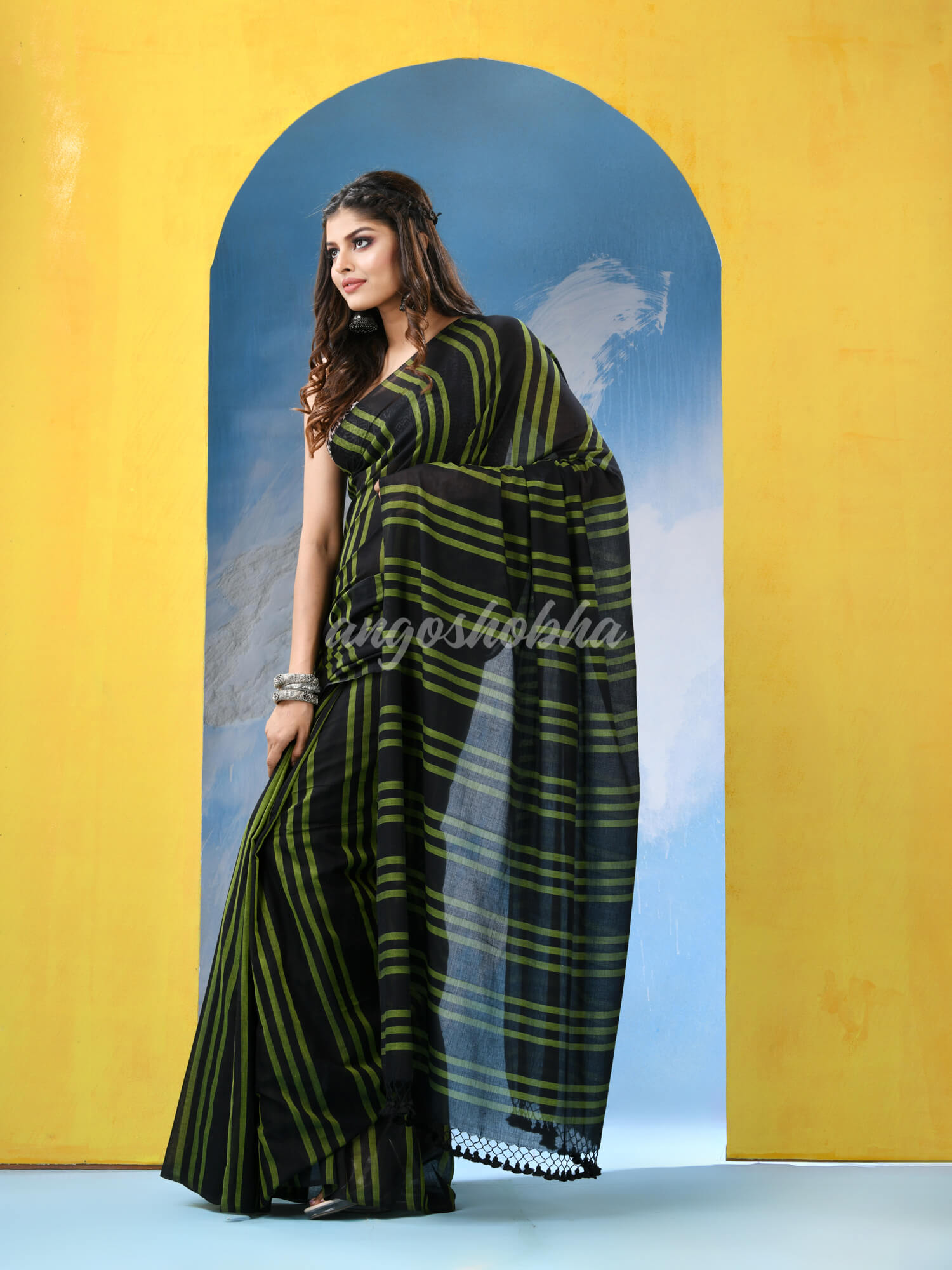Black Cotton Handloom Saree