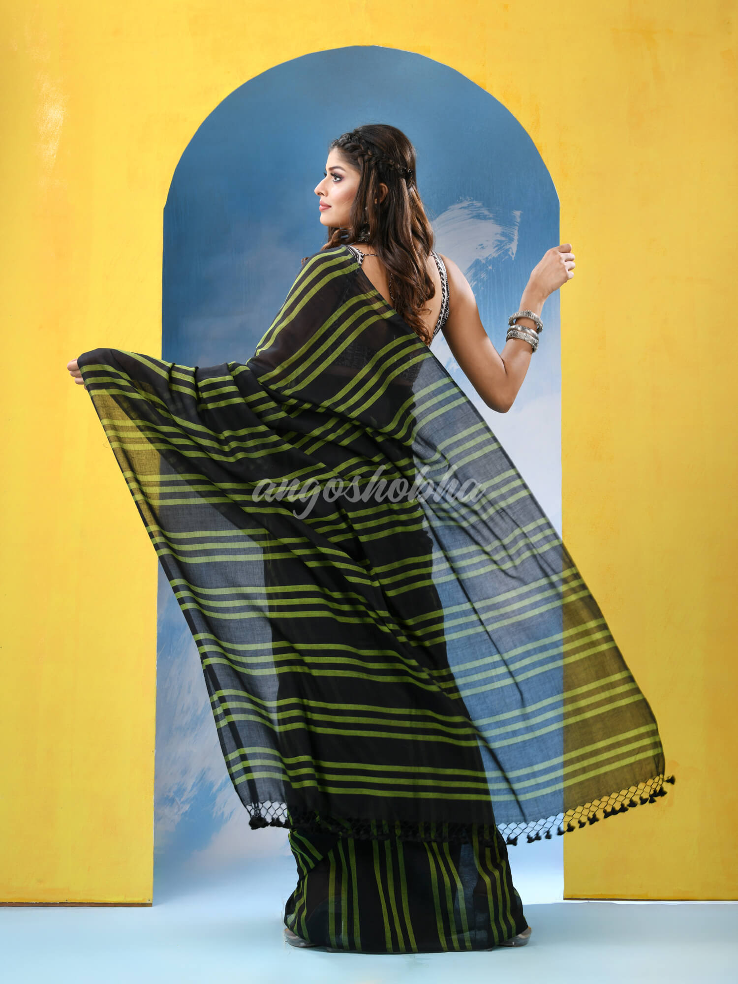 Black Cotton Handloom Saree