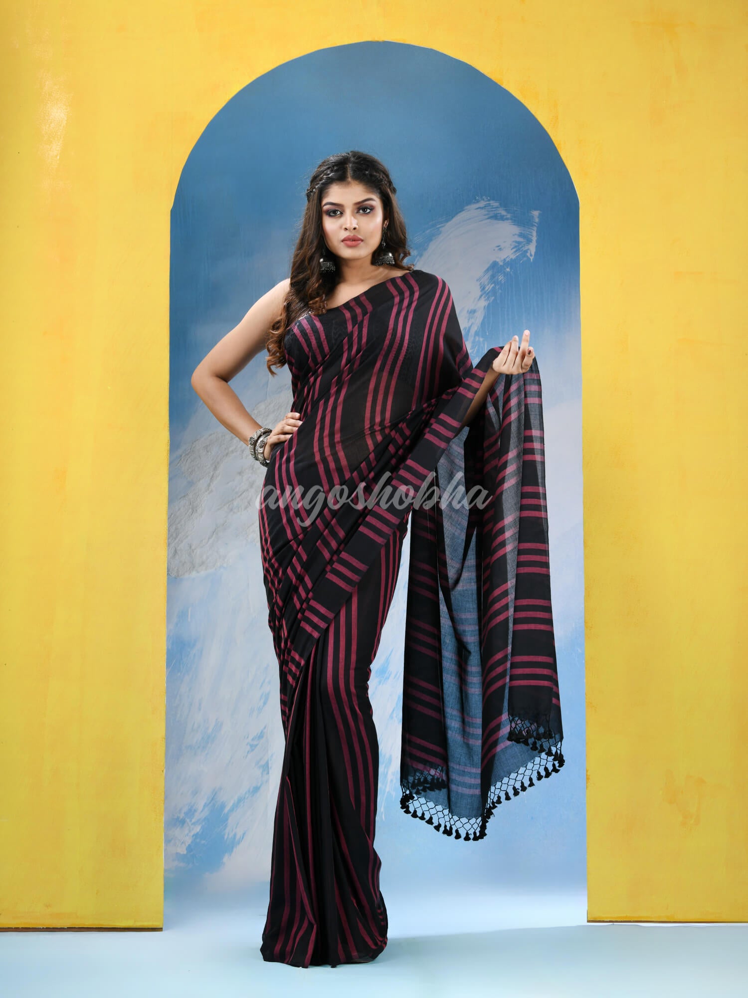 Black Cotton Handloom Saree