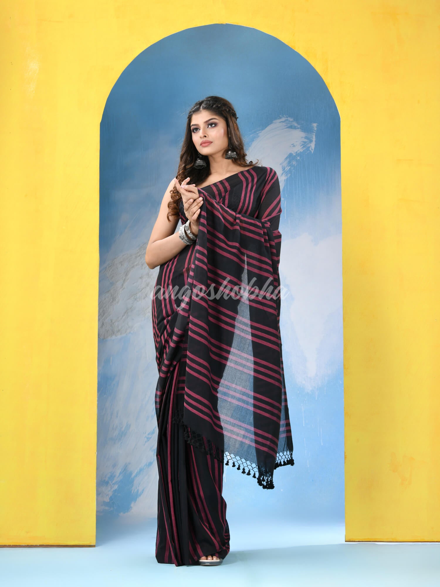 Black Cotton Handloom Saree