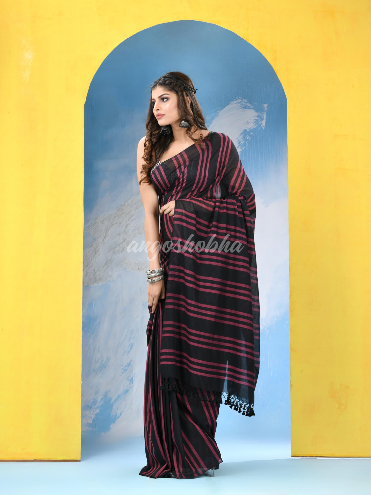 Black Cotton Handloom Saree