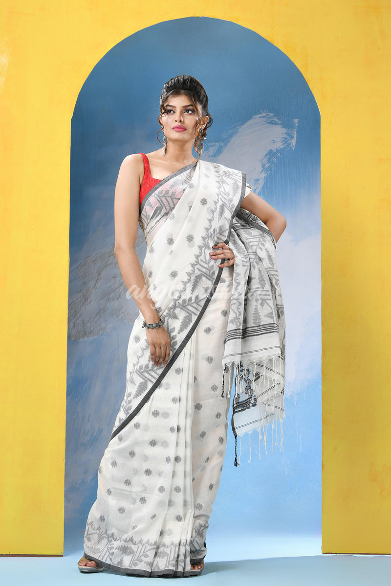 White Cotton Handloom Saree