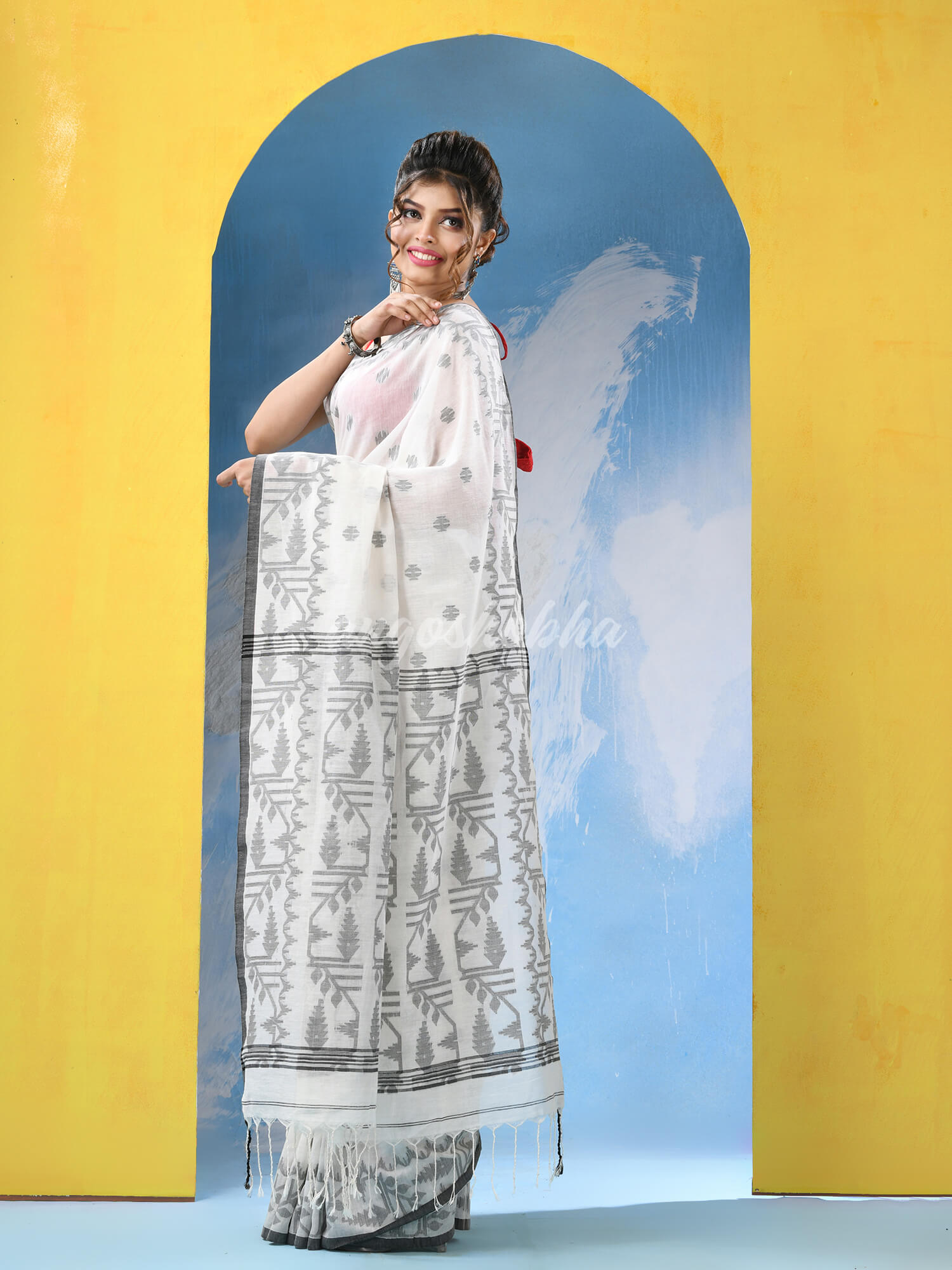 White Cotton Handloom Saree