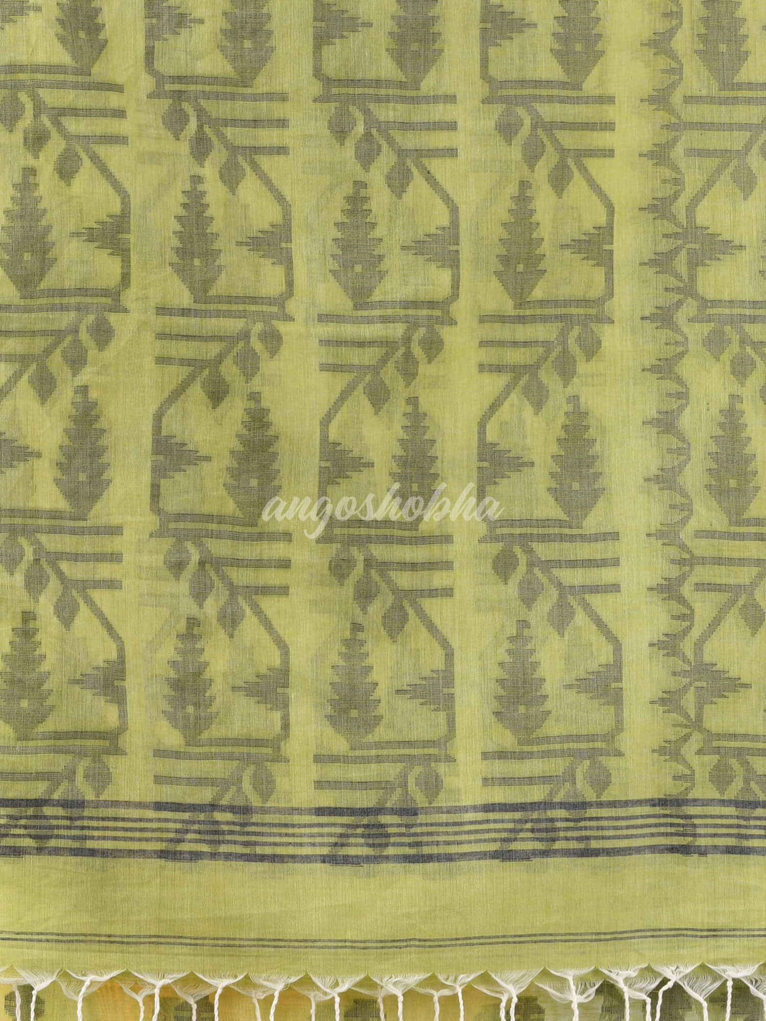 Olive Green Cotton Handloom Saree