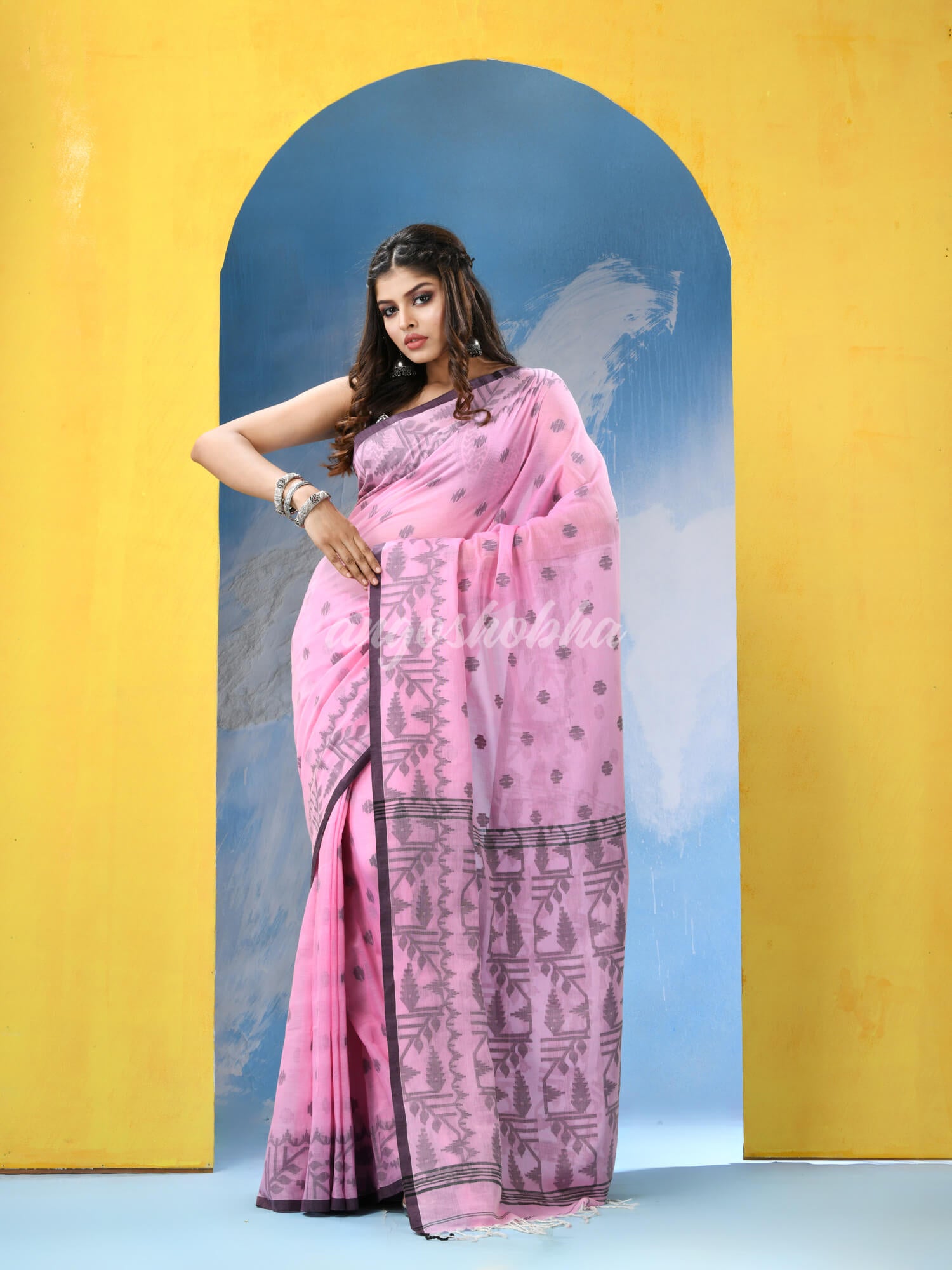 Pink Cotton Handloom Saree
