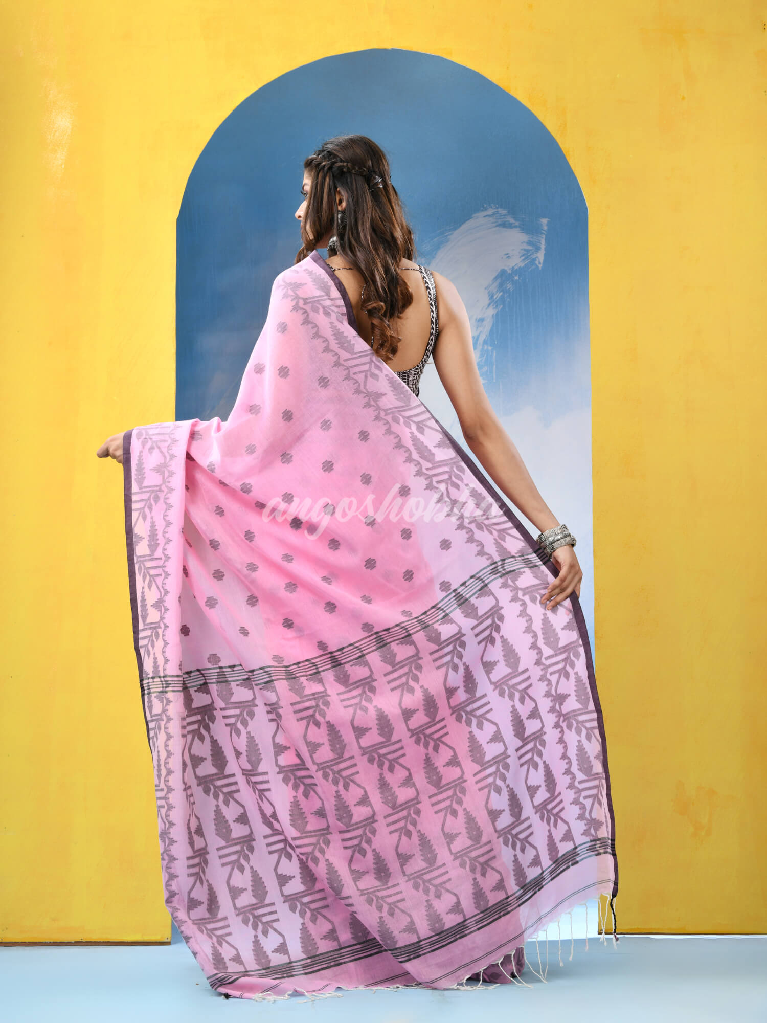 Pink Cotton Handloom Saree