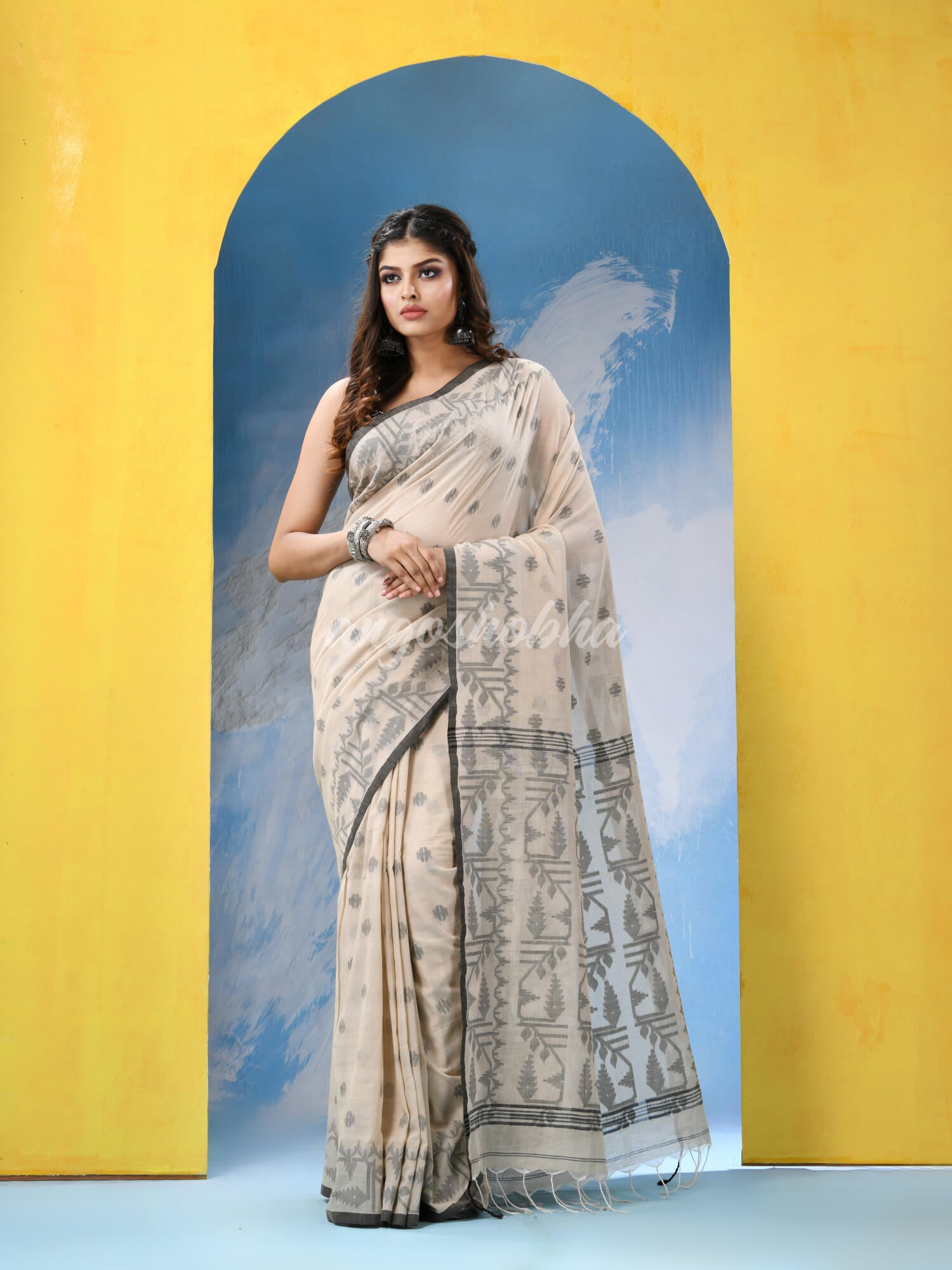 Tan Cotton Handloom Saree