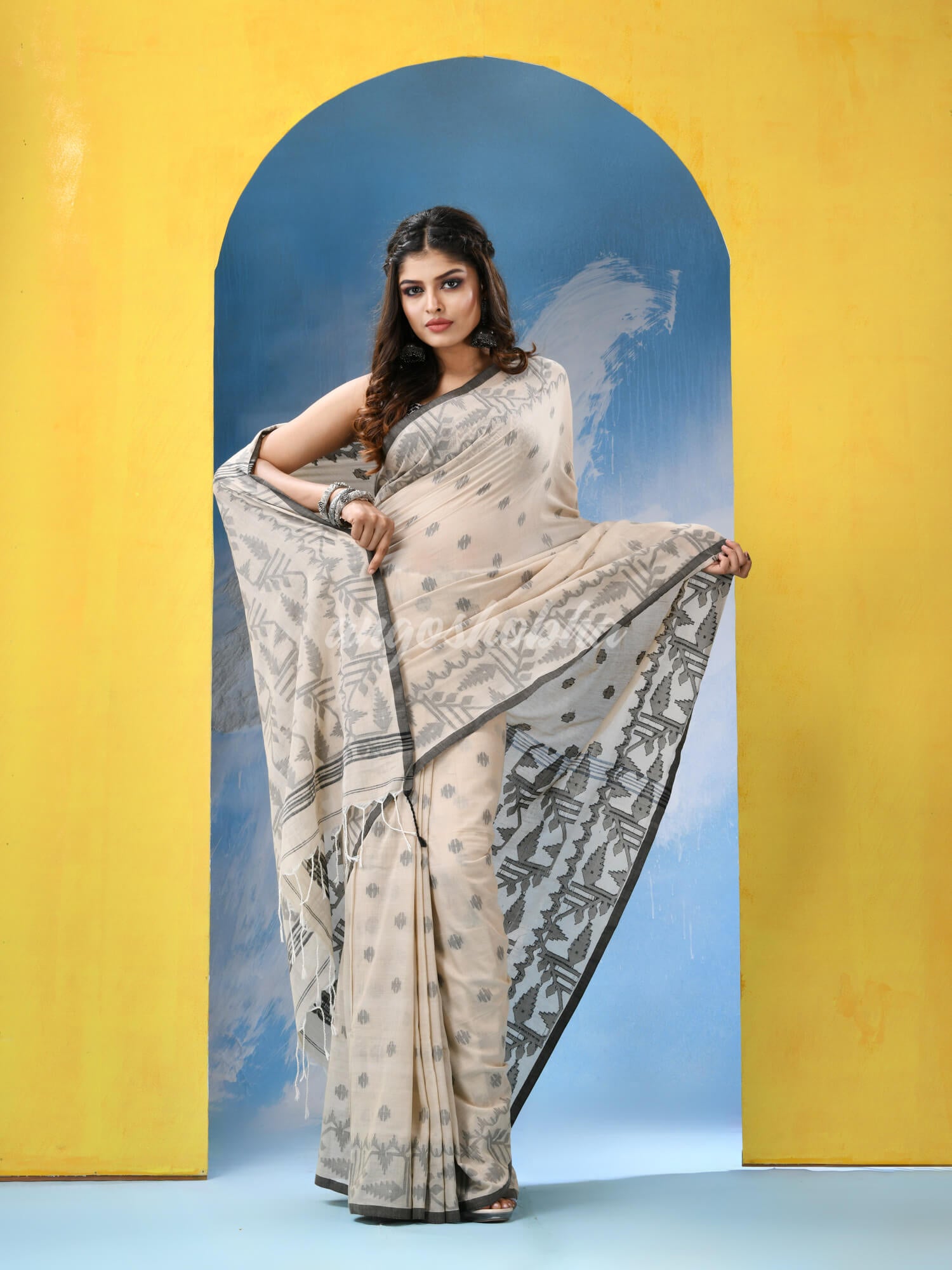 Tan Cotton Handloom Saree