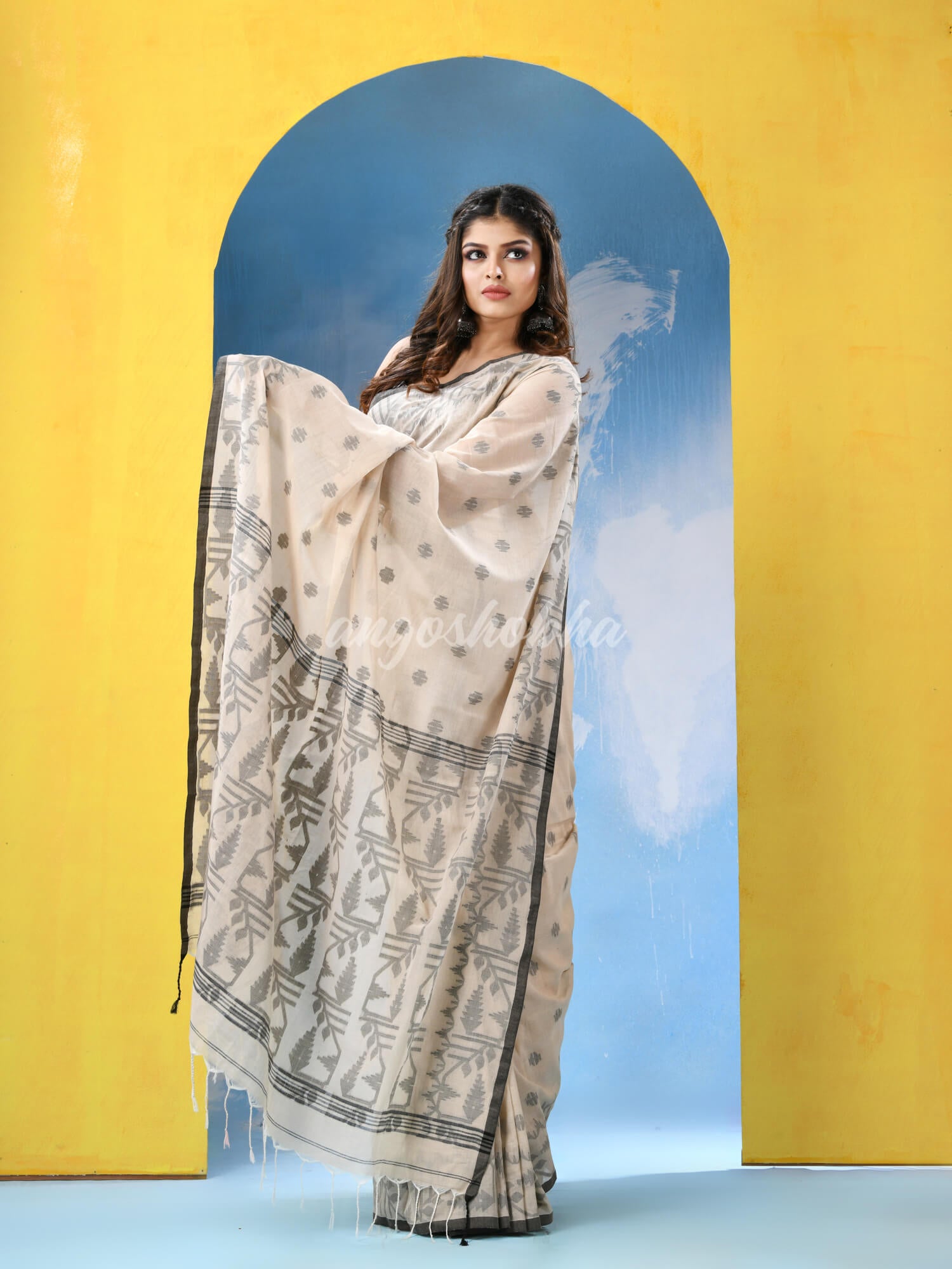 Tan Cotton Handloom Saree