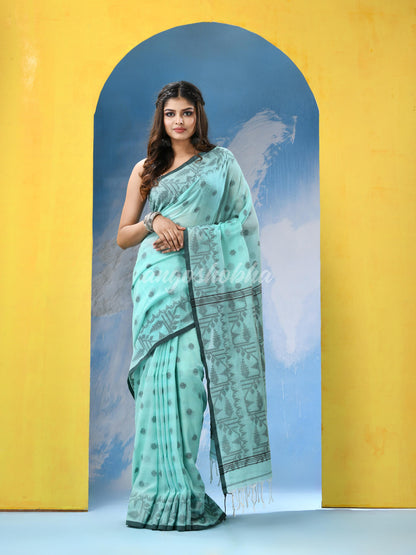 Minte Green Cotton Handloom Saree