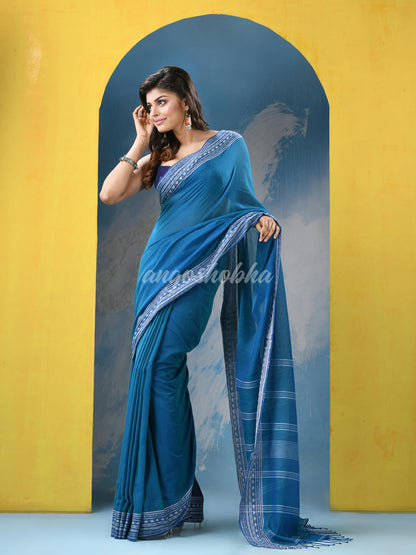 Munsell Blue Cotton Handloom Saree