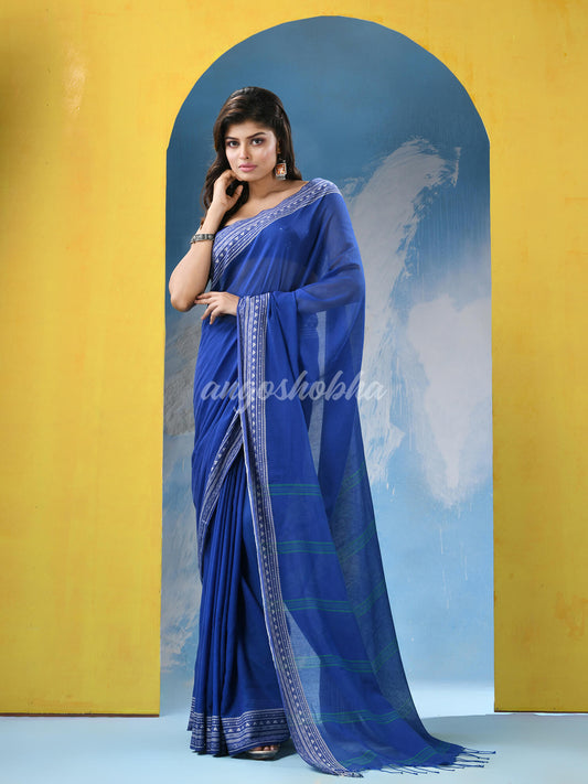 Azure Blue Cotton Handloom Saree