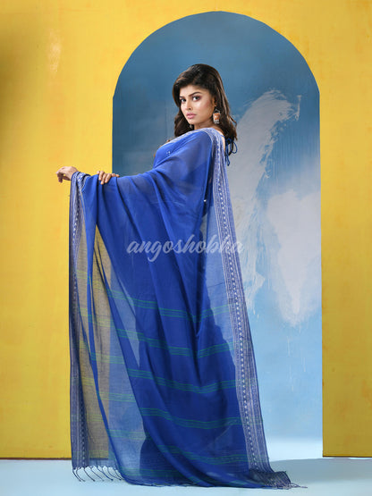 Azure Blue Cotton Handloom Saree