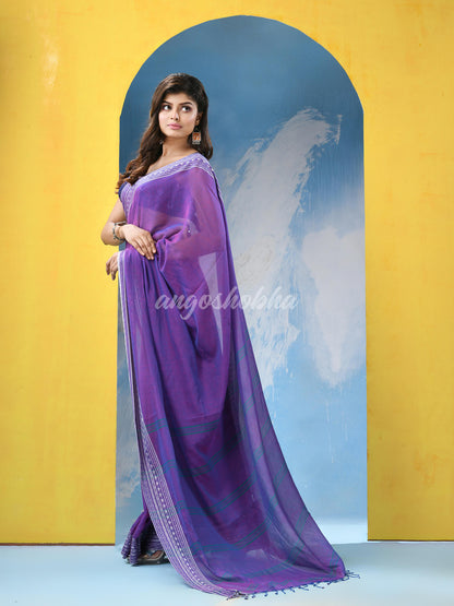 Purple Cotton Handloom Saree