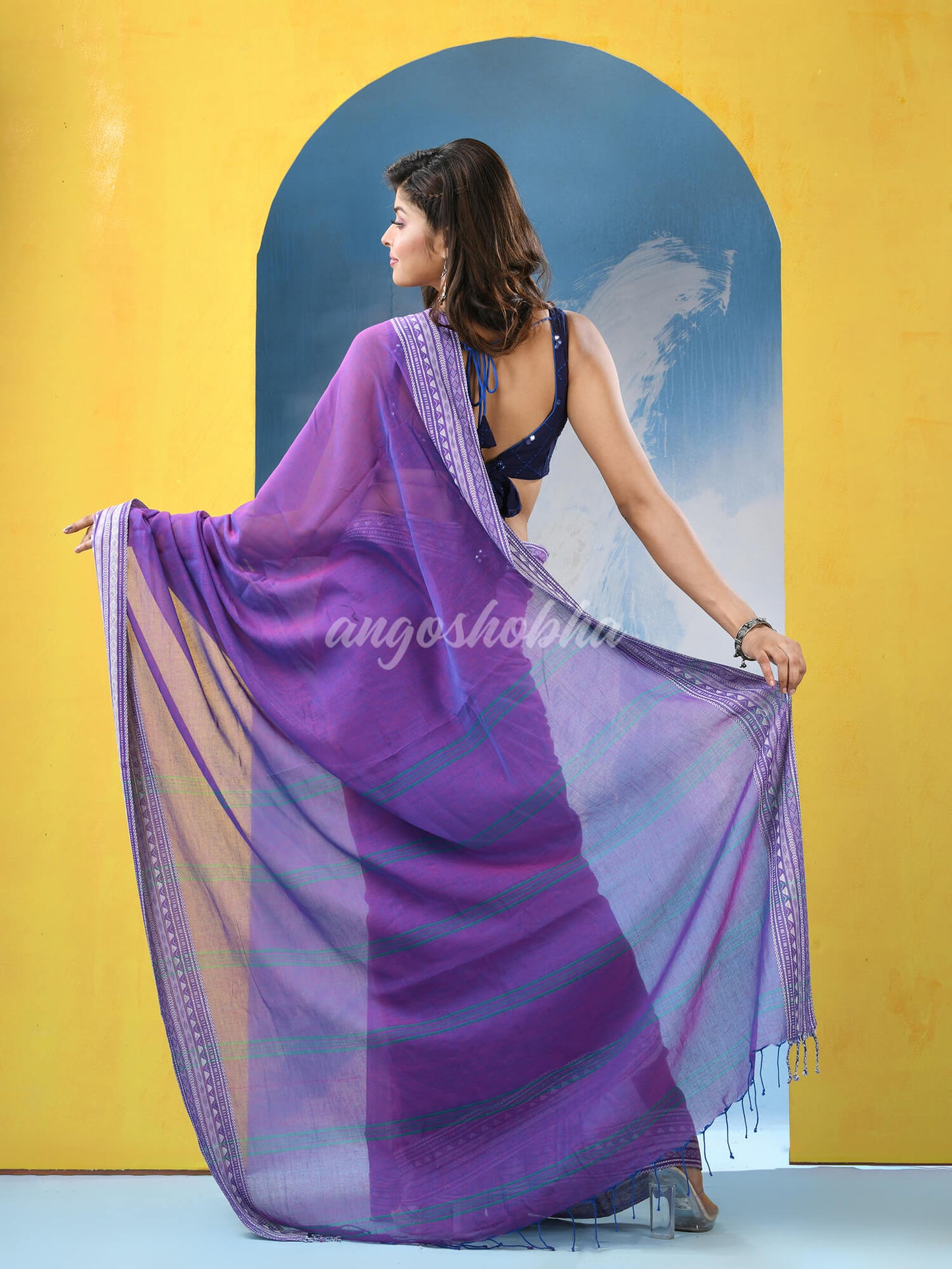 Purple Cotton Handloom Saree