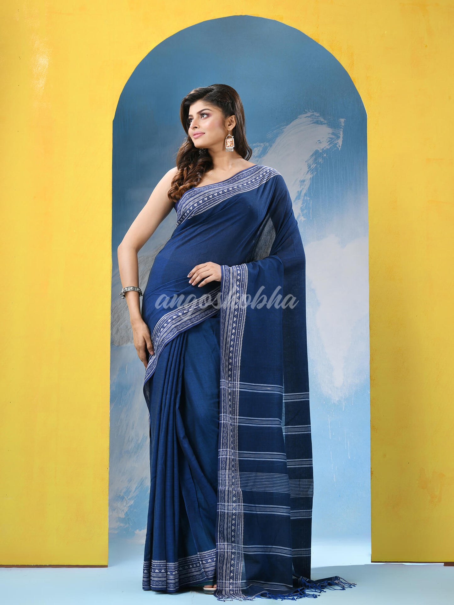 Nevy Blue Cotton Handloom Saree