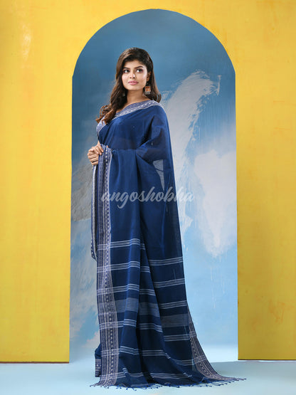 Nevy Blue Cotton Handloom Saree