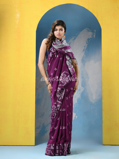 Purple Cotton Handloom Saree