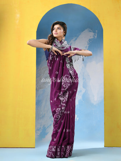 Purple Cotton Handloom Saree